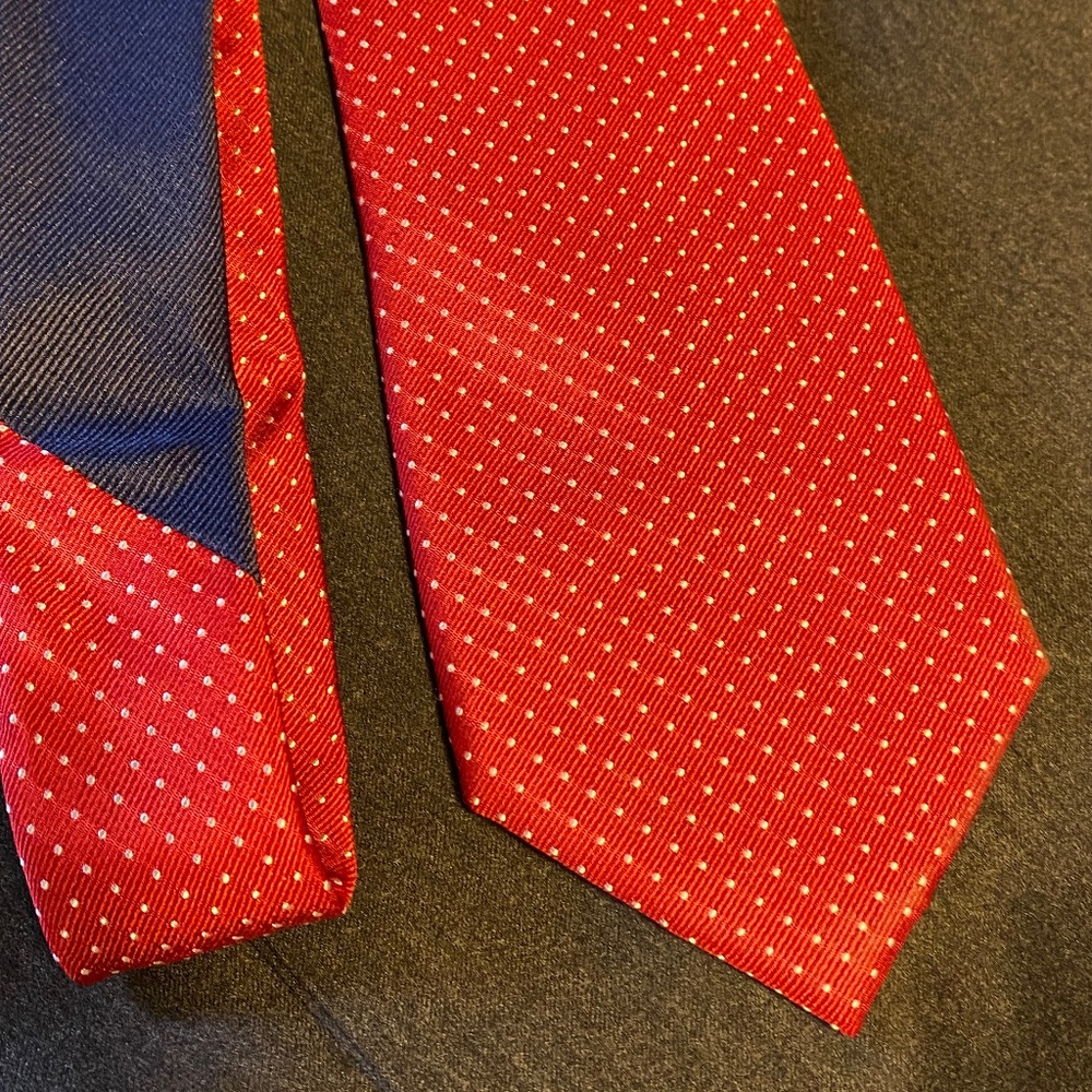 Tie - Hilfiger Red with White Polka Dots